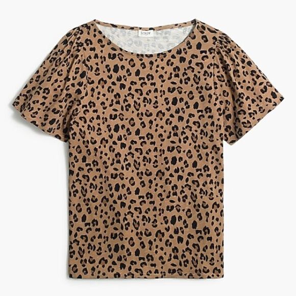 J.Crew Leopard puff short-sleeve tee - Picture 1 of 12